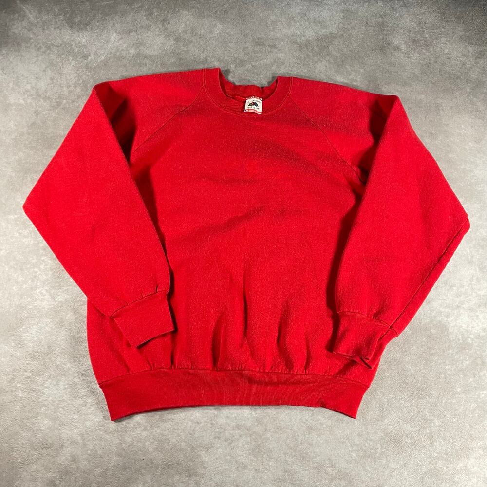 90’s Fruit of The Loom Raglan Red Blank Sweatshirt Made In USA Men’s Large